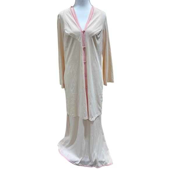 Vtg Pink Sleepwear Set Nightgown & housecoat Soft Pastel 1960 Style shadow line - Picture 3 of 8